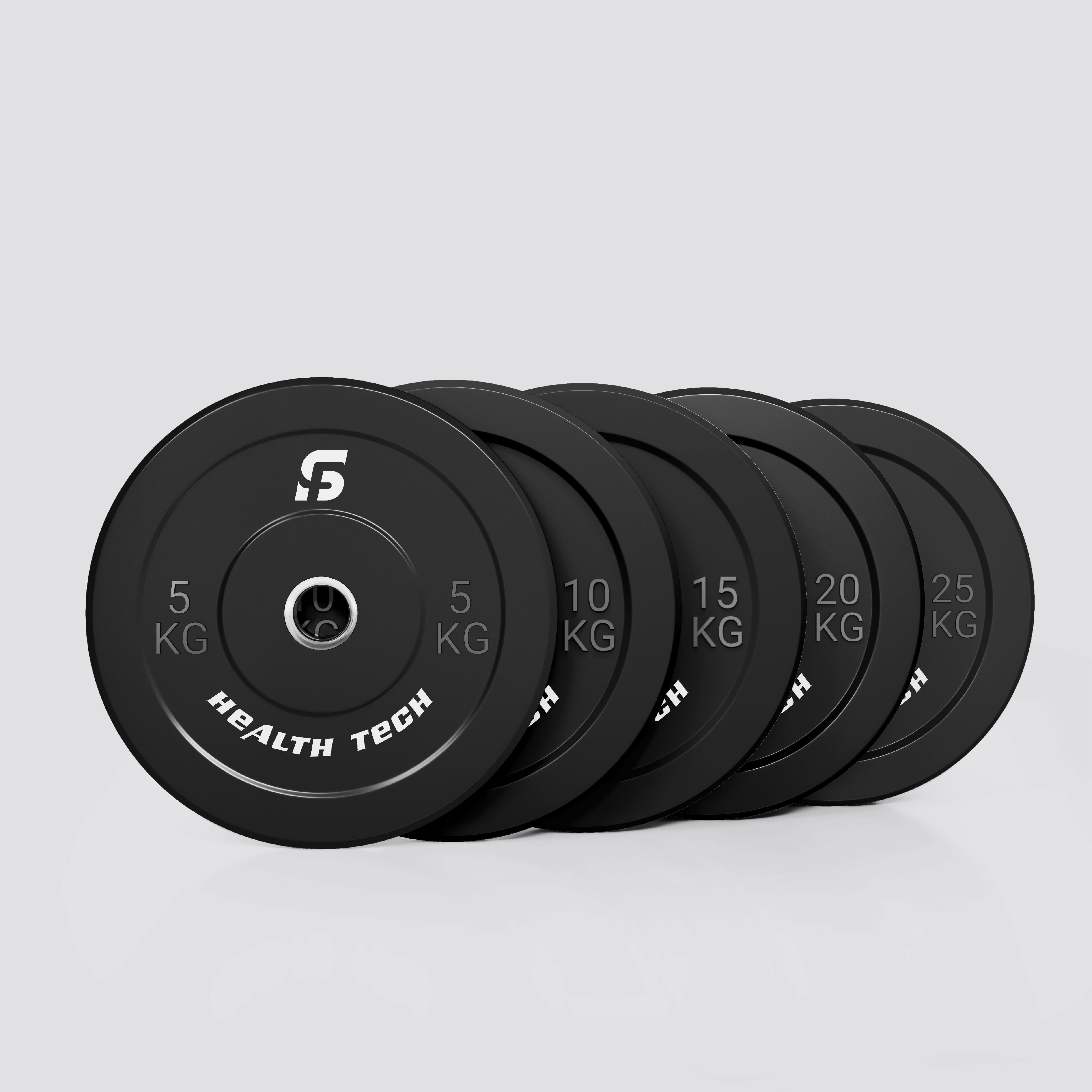 Black Rubber Bumper Plates Set 150 Kgs SF HealthTech