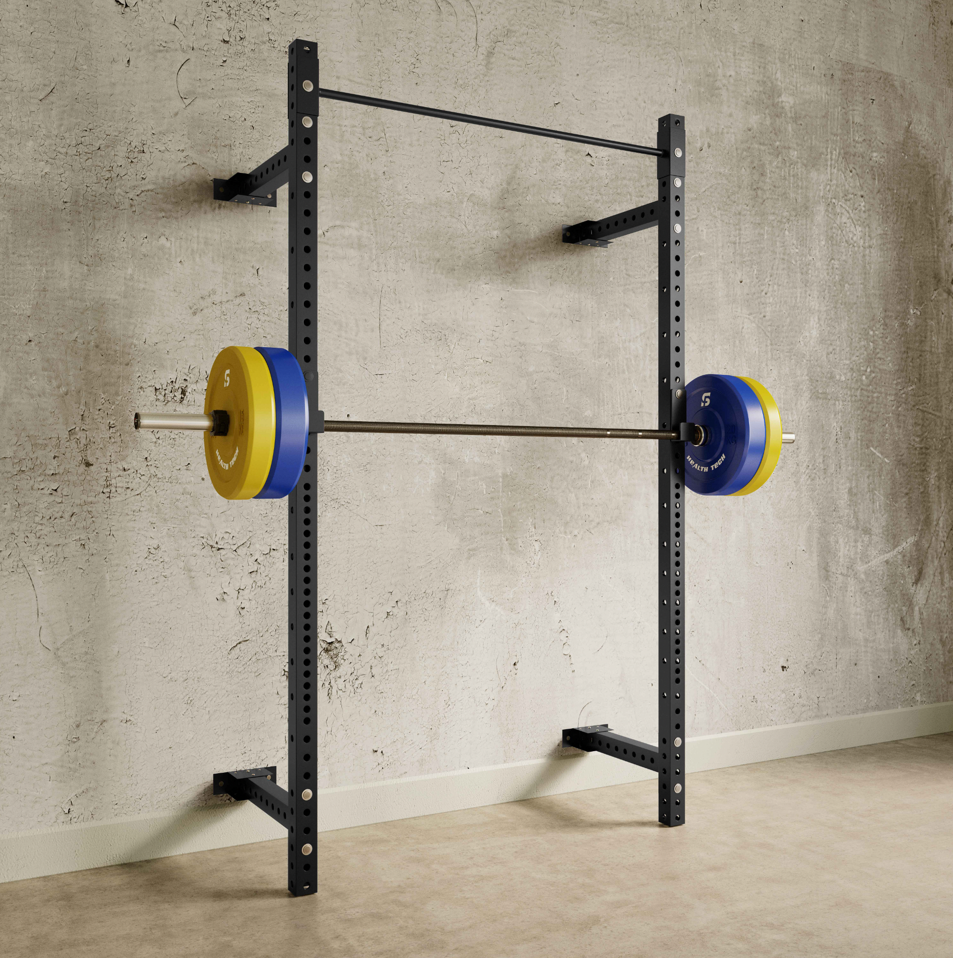 Foldable Wall Mounted Squat Rack & Pullup Rack with Pull-up Bar